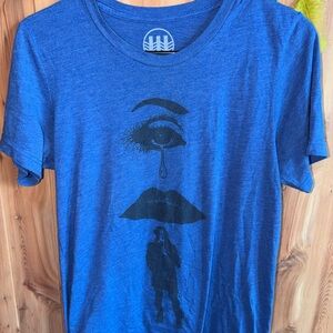 Jack White unisex Blue Graphic Short Sleeve Tee with Black Print